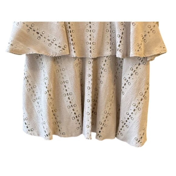 I.N.C International Concepts Resort Womens Adobe Beige Eyelet Ruffle Top XS NWT - Picture 2 of 7